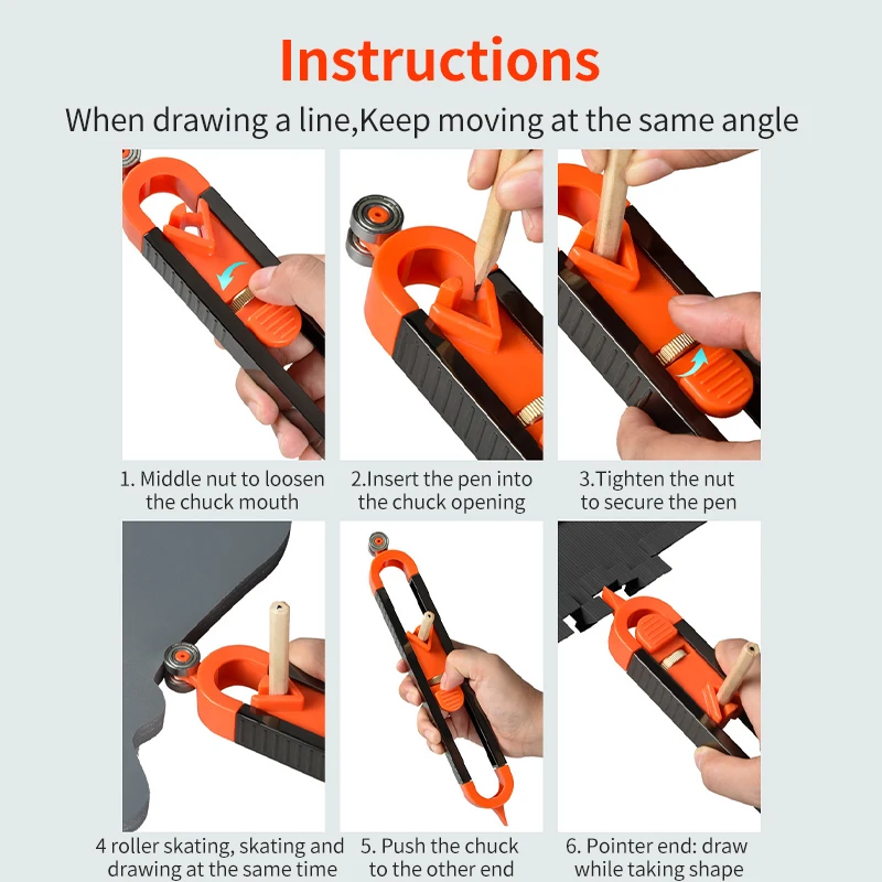 LUXIANZI Profile Scribing Ruler Contour Gauge Set For Woodworking Edge Mark Precise Scribe Tool Measuring Profile Duplicator