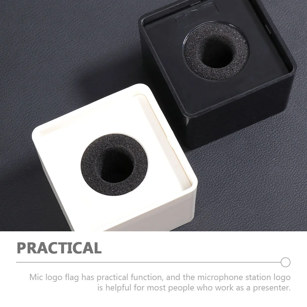 

4 Pcs St ABS Soft Pad Professional H held Logo Microphone Station Interview Square Blank Prop Microphone Station