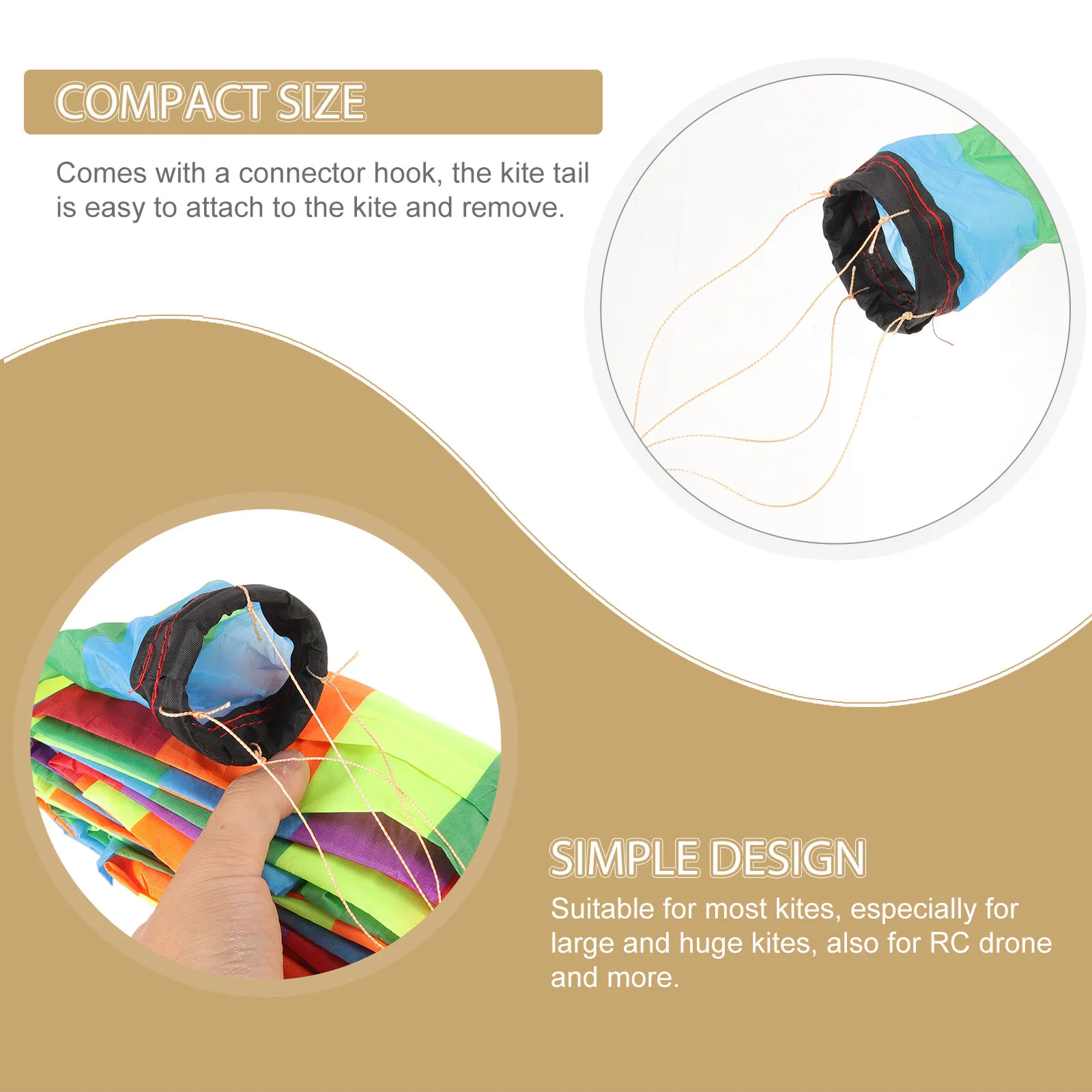 

1pcs Tail Accessory Colorful Rainbow Streamer For Outdoor Activities Kids Flying Kite Long Durable Nylon Wind Sock Decor Kite