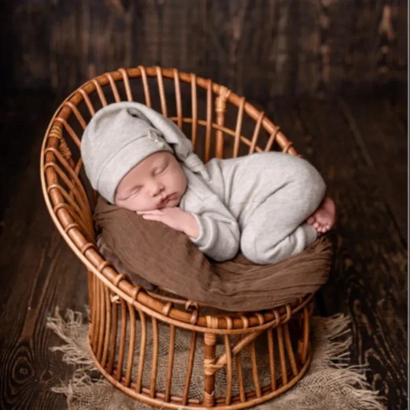 Newborn Photography Props Chair Handmade Vintage Bamboo Chair Newborn Photo Posing Props Baby Crib Baby Record Growth Props