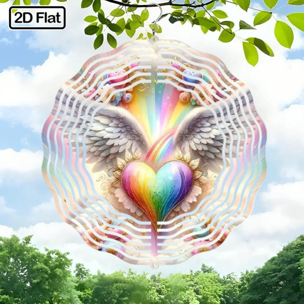 

Rainbow Metal Wind Spinner Sculpture, 360° Rotating Garden Art, Battery-Free Outdoor Decor, Unique Valentine Easter Gift
