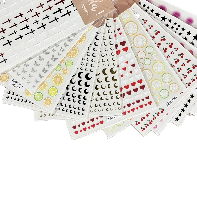 

2Pcs Star/Moon/Cross Nail Art Stickers Gold/Silver Holographic Star Nail Decals Self-Adhesive 3D Manicure Decor