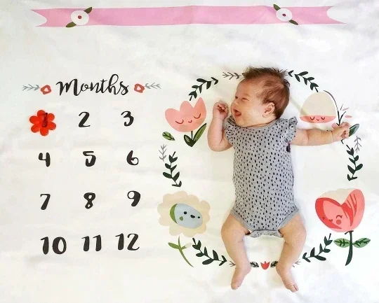 Lovely Baby Milestone Blanket Receving Background Baby Photography Blanket Props Monthly Blanket Shooting Photo New Born Props