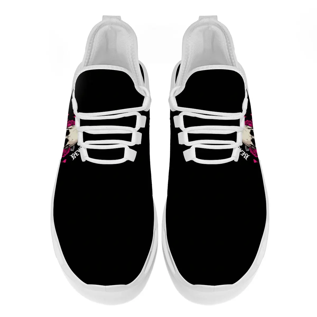 أحذية نسائية على شكل جمجمة مع ورود مكسورة بشكل جميل وغير مثالية وخفيفة الوزن للرجال للجري والمشي حذاء رياضي كاجوال #4