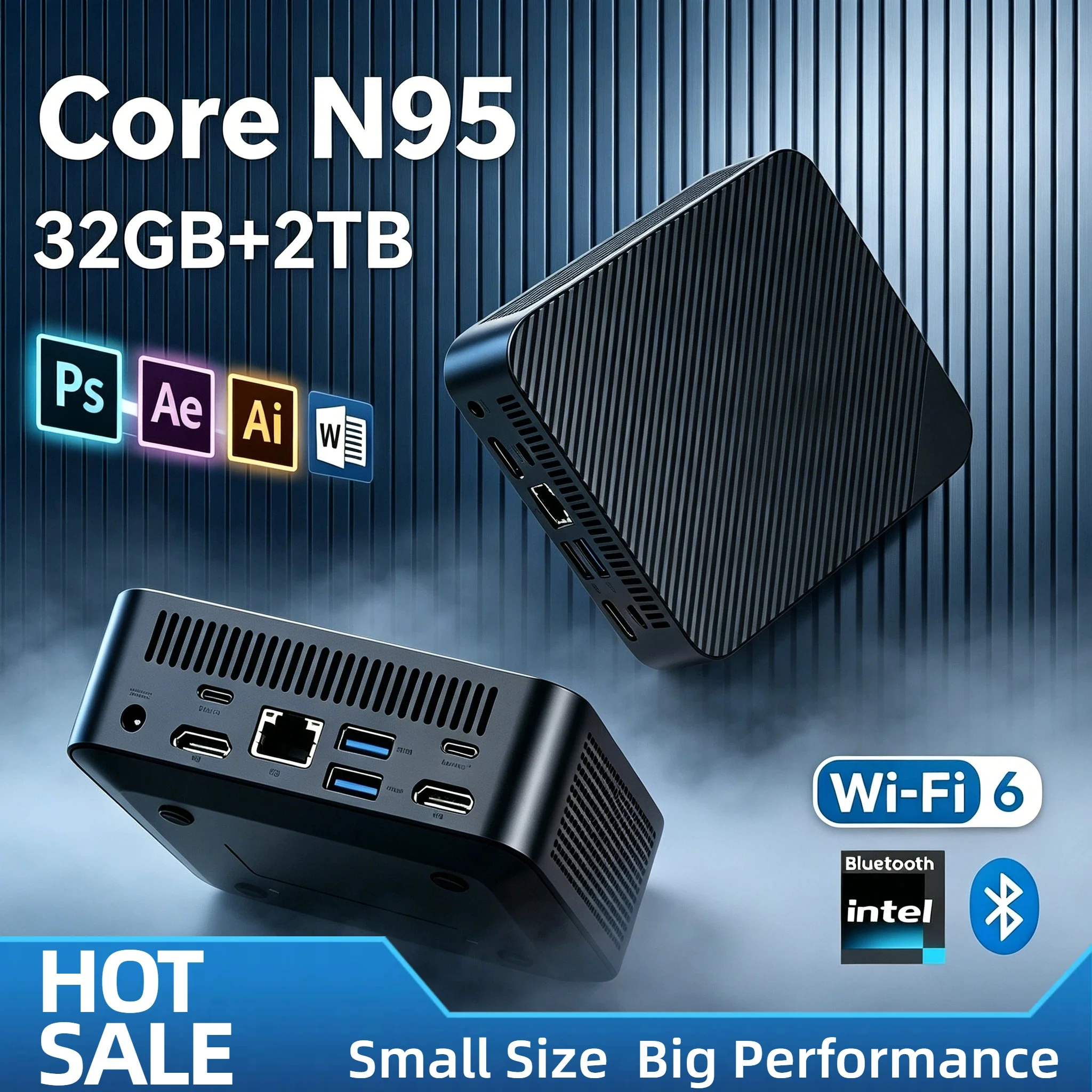 Intel N95 Efficient Mini PC 16GB RAM 512GB NVMe SSD Triple 4K Monitor WiFi6 Bluetooth 5.2 Quiet Cooling Home Office Pro Max