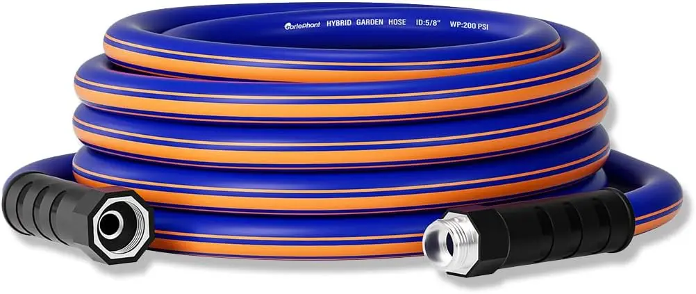 

garden hose 25 ft x 5/8", Hybrid Rubber 25ft water hose, Durable, Anti-UV, Sturdy, No-Leakage, Lightweight, Flexible, Heavy D