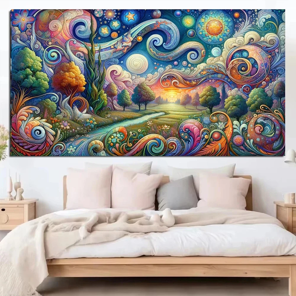 DIY Alphonse Mucha and Vincent Van Gogh Nouveau Landscape,5D Diamond Painting Kits Full Diamond Embroidery Cross Stitch Kits