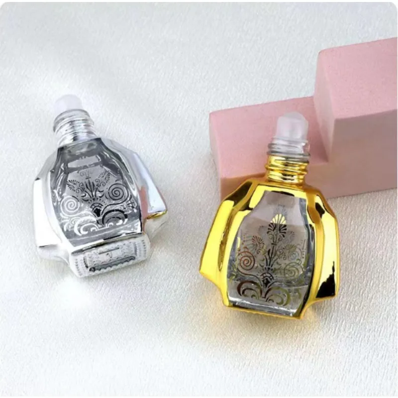 2pcs/set Random Patterns Essential Oil Roller Bottle Refillable Perfume Bottle Glass Roll-On Bottle Cosmetics Container