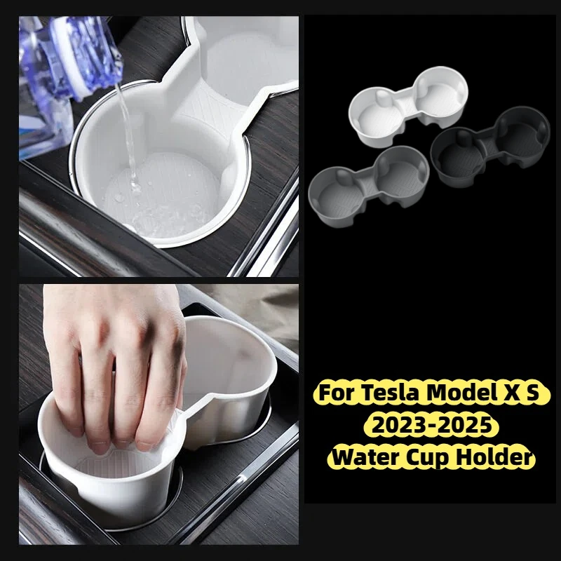

For Tesla Model X Model S 2023-2025 Storage Beverage Cup Holder Cup Stopper Holder Center Console Cover Interior Accessories