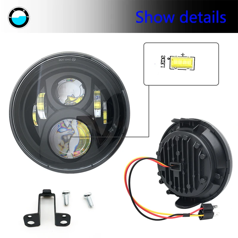 7'' round motorcycle led headlight 7 inch 60W High/Low Beam for For Honda CB400 CB500 CB1300 Hornet 250 VTECVTR250.