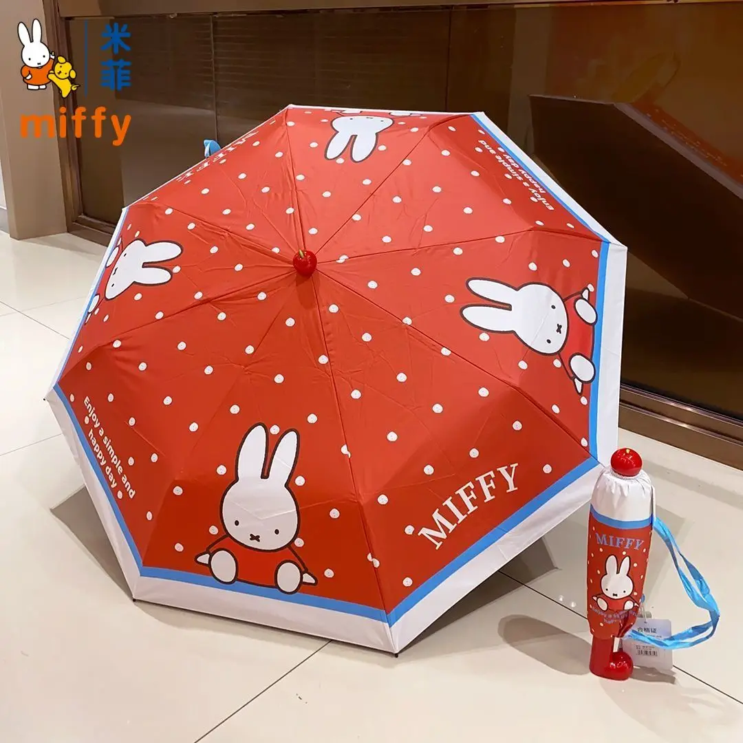 Miffy Kawaii Sun Umbrella Sunny or Rainy Dual Use Vinyl Sun Protection Cartoon  Fold Portable Sunshade Student Daily Necessities view 3