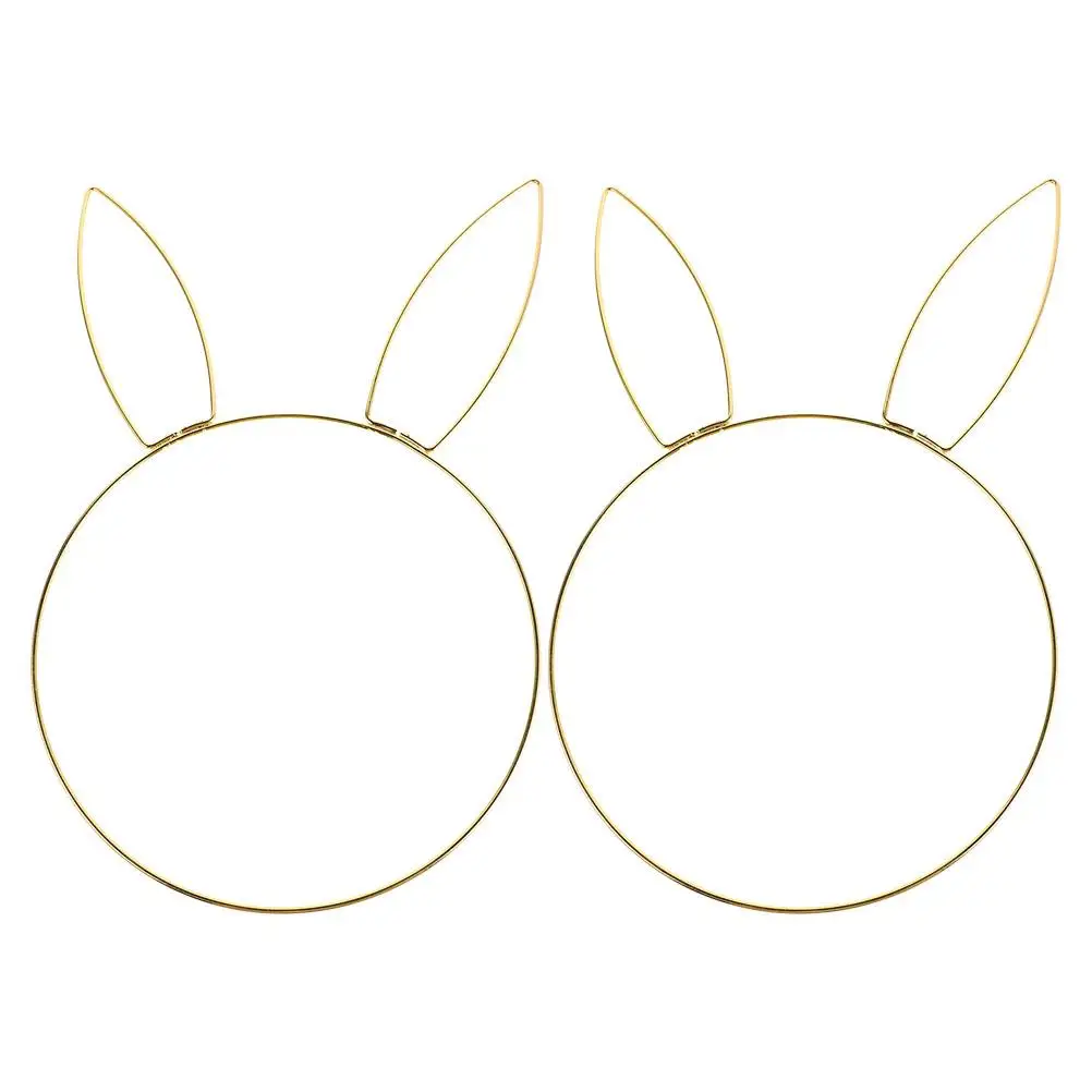 

2pcs Easter Bunny Head Metal Ring Wreath Decoration Iron Frame Ornament Bunny Head Wreath DIY Decor Holiday Party Garland Frames