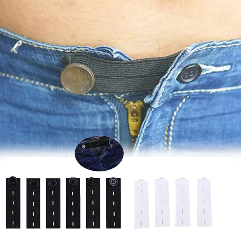 5/10pcs Adjustable Elastic Waist Extenders Belt Waistband Expanders For Men Women Trousers Jeans Pants Button Extenders