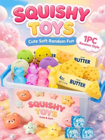 Multi Slow-Rising Squishy, Random Includes: Cheese Squeeze Toys, Steamed Buns And Dumplings,Long Butter Bread,Bear Squishy Toys