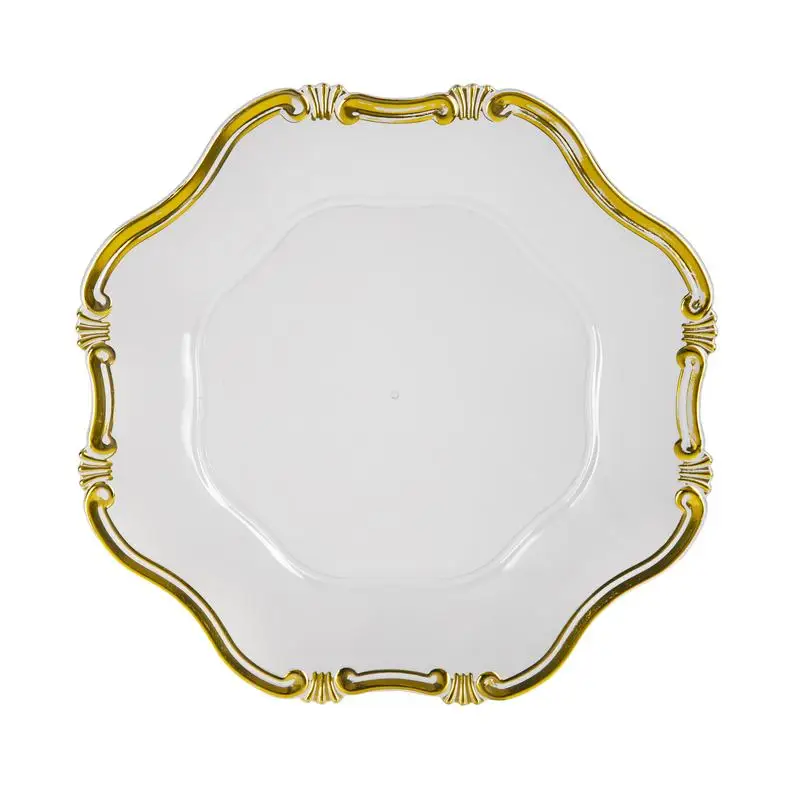 8 عبوات من أطباق الشاحن البلاستيكية، مقاس 13 بوصة، أدوات مائدة أنيقة لتناول الطعام، مثالية للمناسبات والحفلات #6