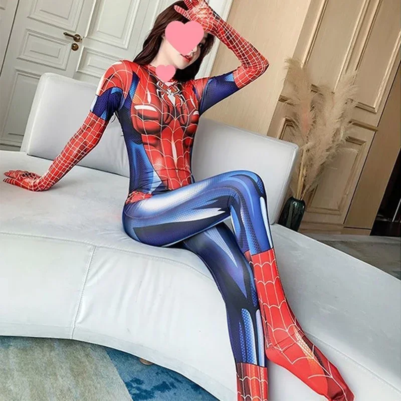 อะนิเมะหญิงสาวเซ็กซี่ Spiderman คอสเพลย์ zentai bodysuit jumpsuit superhero Spider Man คอสเพลย์ฮาโลวีน Carnival party out CMM