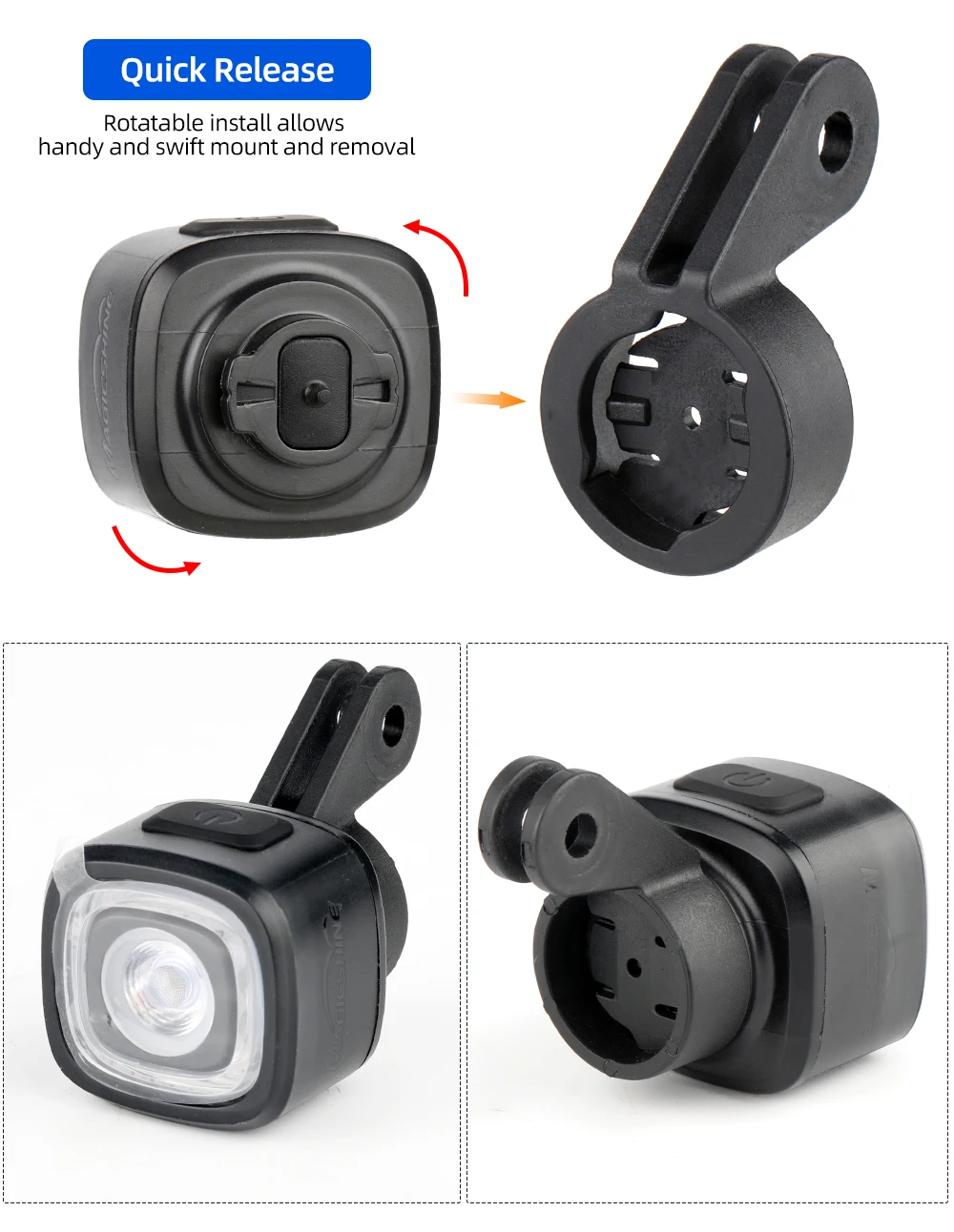 Fahrrad Sattel Schiene Rücklicht Halterung Sattelstütze Halterung Ständer Für Magicshine RN120 SEEMEE 60 100 180 200 300 Lampe Verlängerung Halter – Detail 19