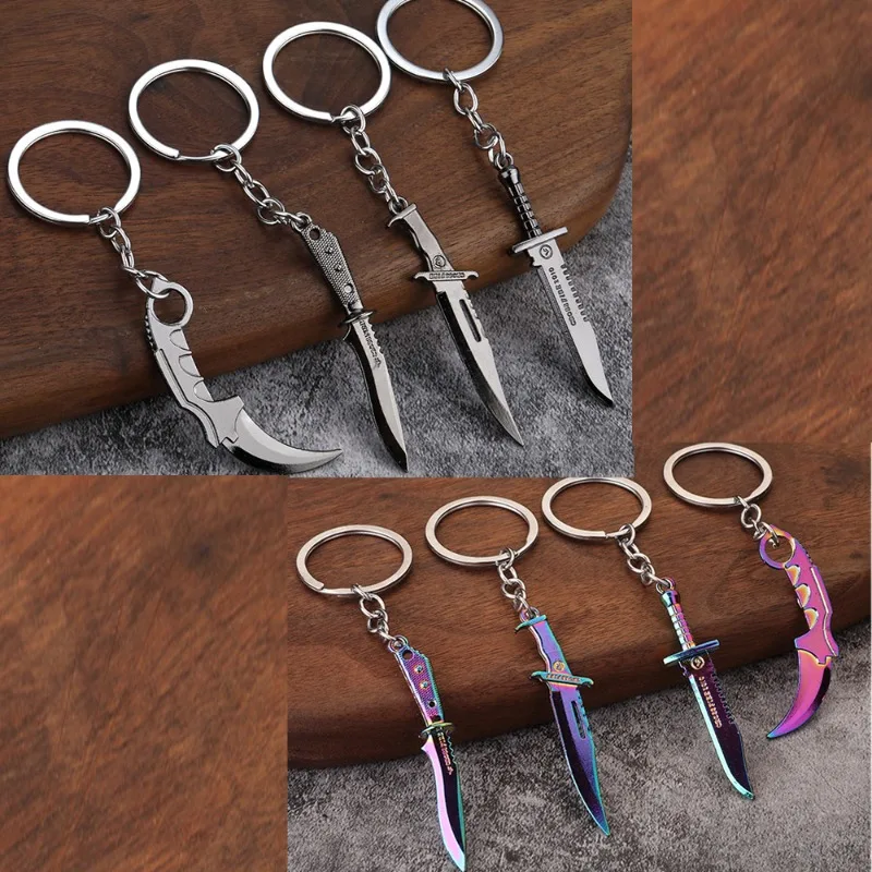 Popular Game Valorant Peripheral Weapons Metal Model Keychain for Men Women Bag Keyring DIY Jewelry Accessories