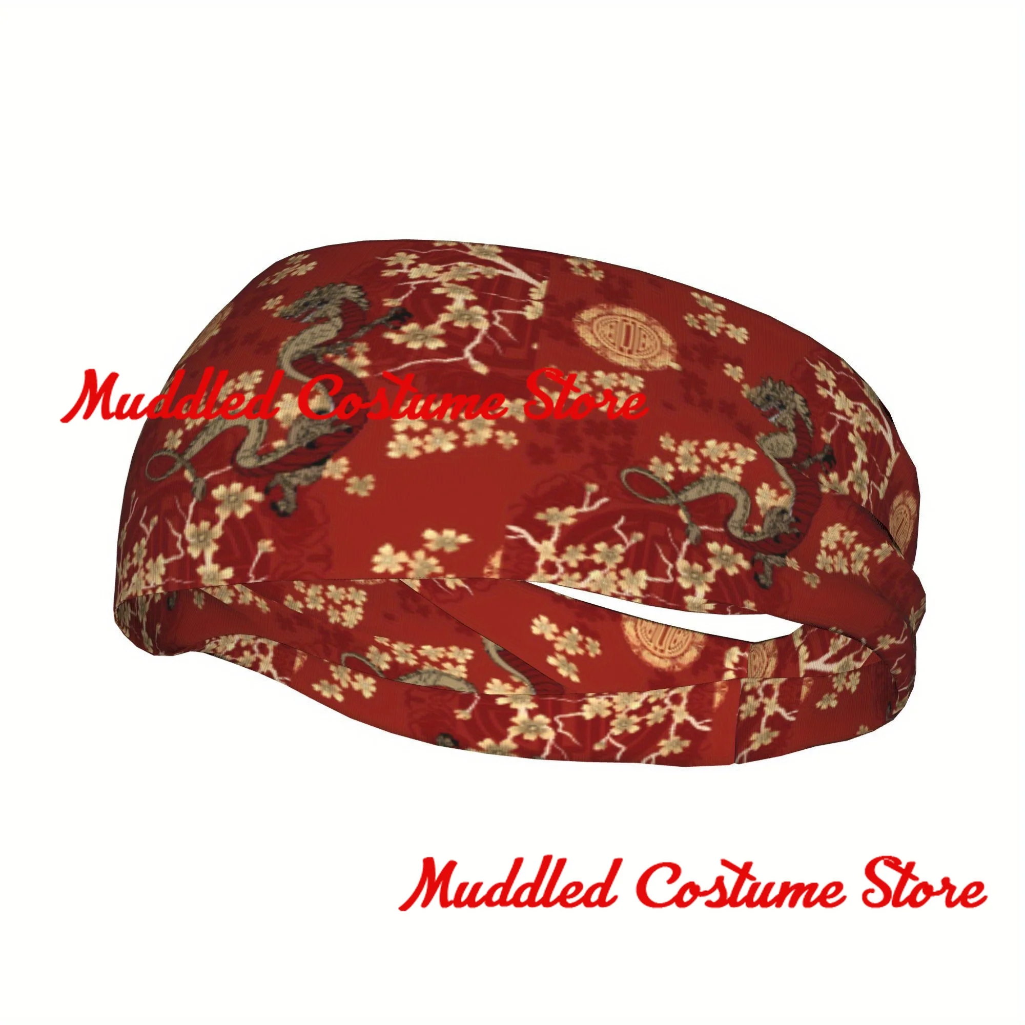 

Традиционная красная, золотистая спортивная повязка на голову с цветочным принтом, повязка на голову, поглощающая пот повязка на голову, подходит для бега, йоги, фитнеса