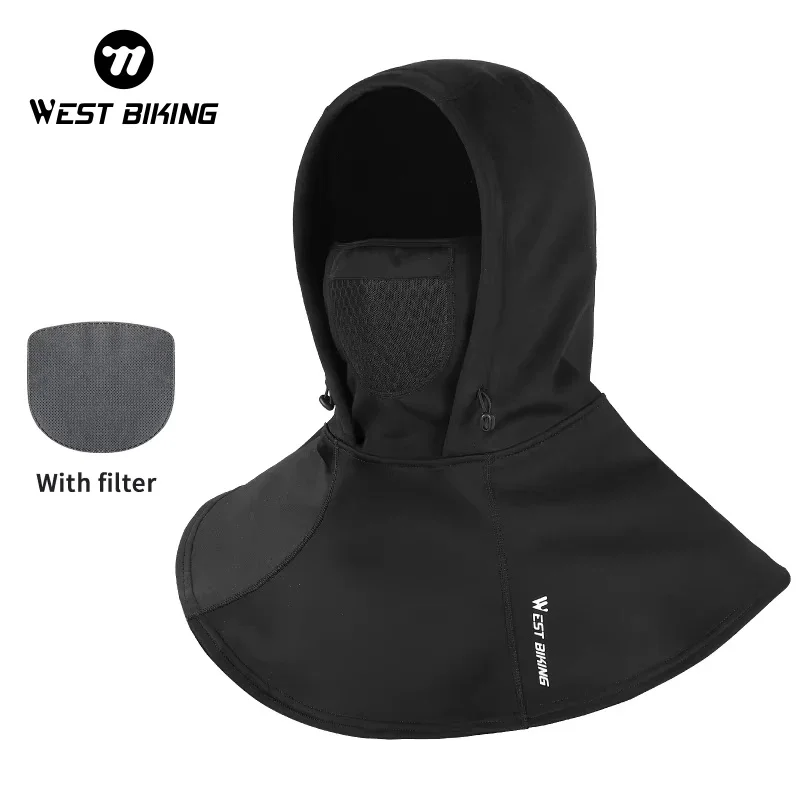 WEST BIKING Cycling Face Mask Waterproof Fleece Lined Shoulder Coverage Balaclava Hood For Motorbike Skiing Winter Activities