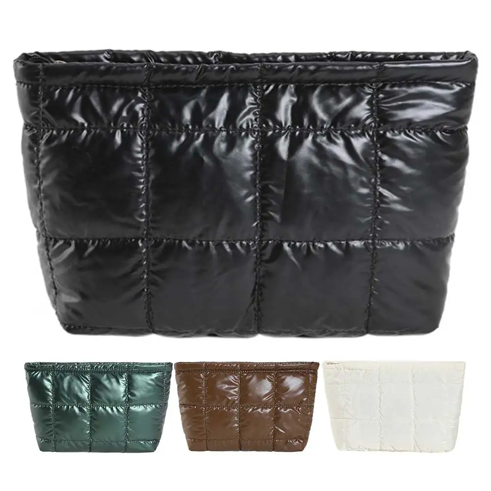 여성 메이크업 파우치 패딩 퀼트 메이크업 수납 가방 대용량 화장품 정리 가방 단색 푸퍼 핸드백 클러치