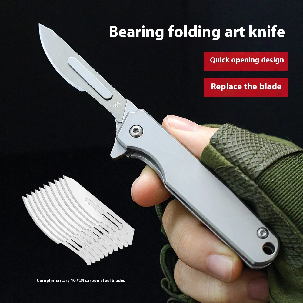 Stainless Steel Bearing Foldable Utility Knife Replacement Blade Sharp Portable Keychain EDC Mini Knife