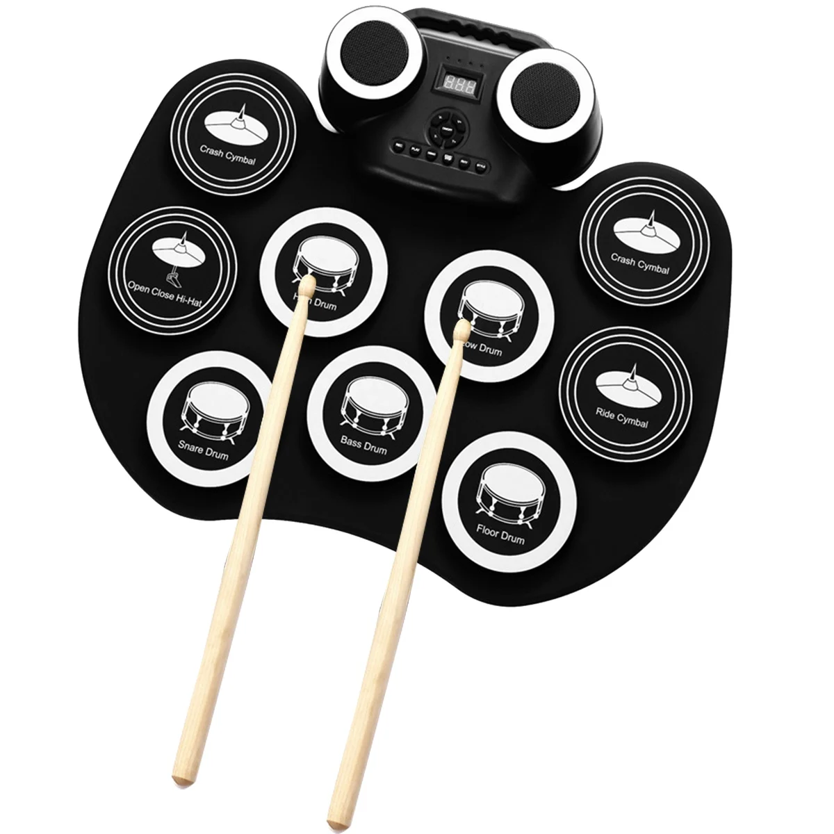 

Electronic Drum Set for Kids,9 Pad Drum Kit with Cymbal and Built-In Speakers,Gift for Kids and Beginners (Black