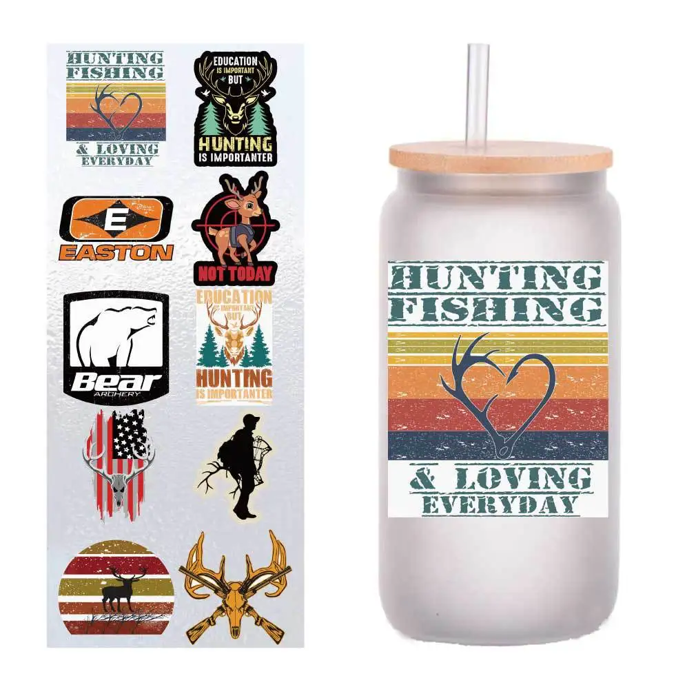 

10 sheets of four-inch cartoon hunting graffiti UV transfer stickers crystal label glass glass sticker customization
