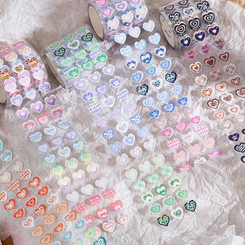 Śliczne laserowe serce miłosne dekoracyjna taśma klejąca taśmy maskujące planista konto ręczne Album pamiętnik Scrapbooking DIY koreańskie artykuły papiernicze