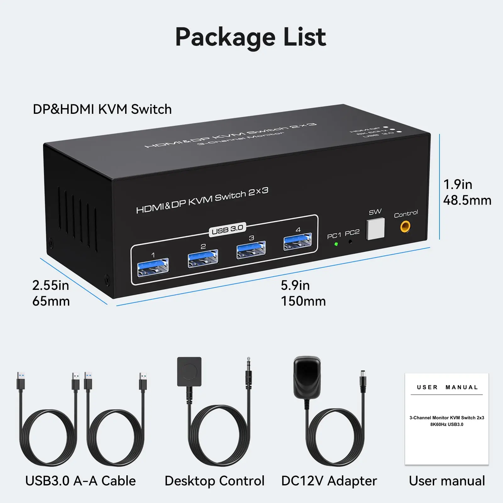 Imagem -06 - Porta de Exibição Hdmi Tripla para Pcs ou Laptops Displayport Switch Kvm Monitores Computadores dp 1.4 8k 60hz