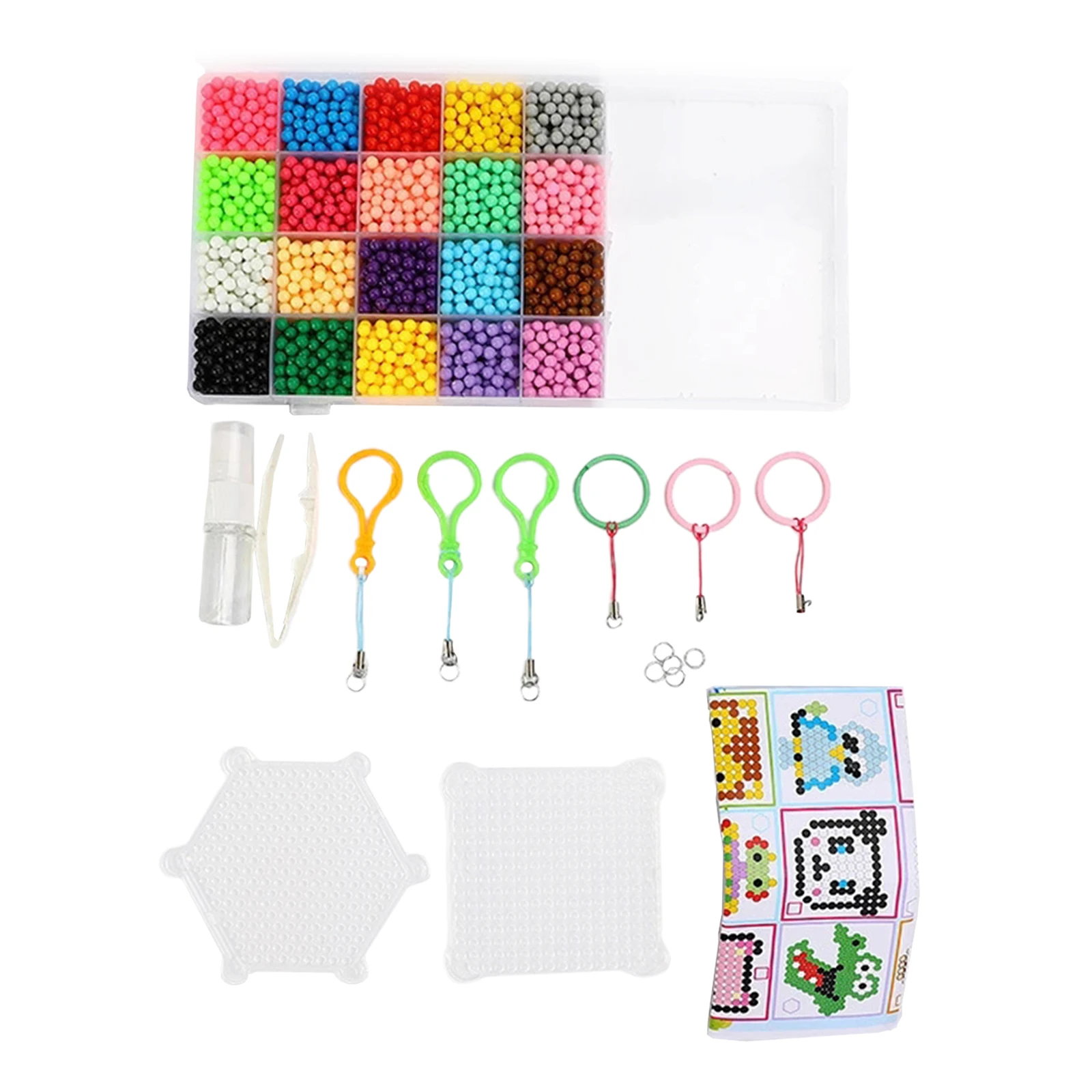 

3000Pcs Beads Kit Kids Beads Sets w/ Template for DIY Beading Jewelry Making Activity