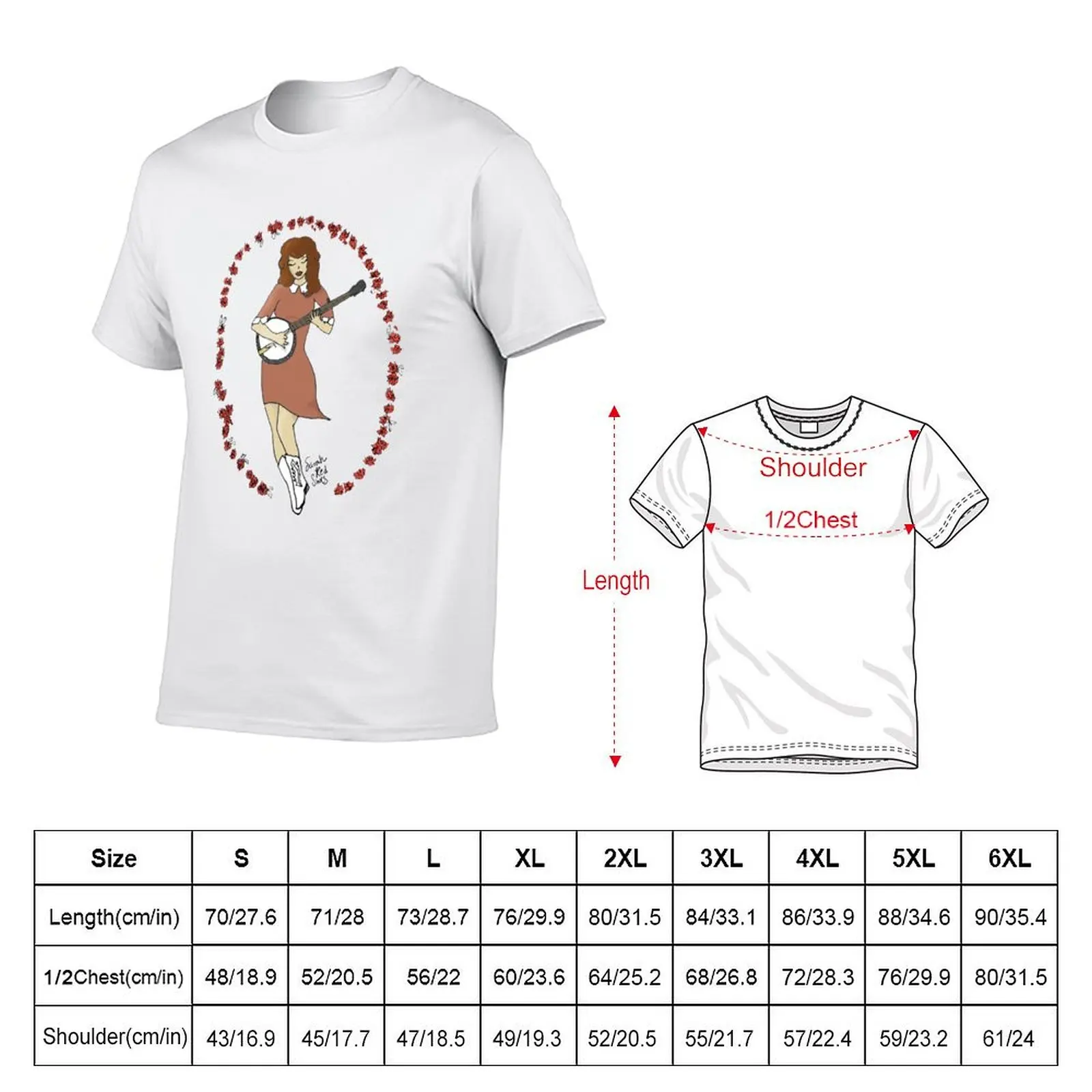 Bluegrass Gal Banjo Pinup Girl T-Shirt Lightweight Running Sports T-Shirt