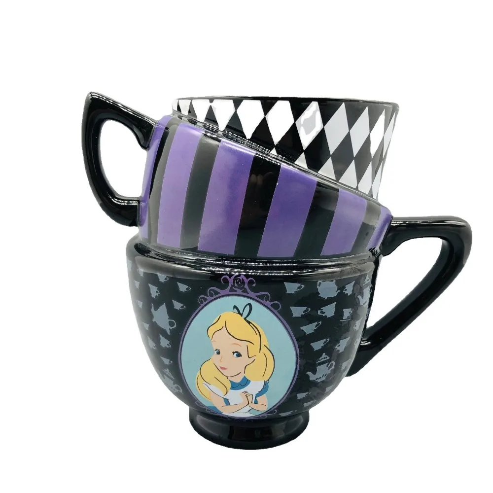 Disney Alice Adventures Wonderland Water CupStacked Cup Cartoon Personalized Three LayerCeramic Cup Coffee Cup Mug Wholesale