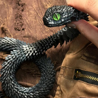 3D Printed Snake Articulated Flexible Joint Animal Model Ornaments Creative Funny Toy Snake Festival Gift Desk Decoration 11.8in