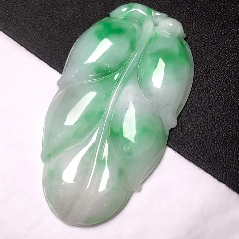 Myanmar Mine Timber Natural Emerald Ice Waxy Kinds Violet Carved Jade Pendant