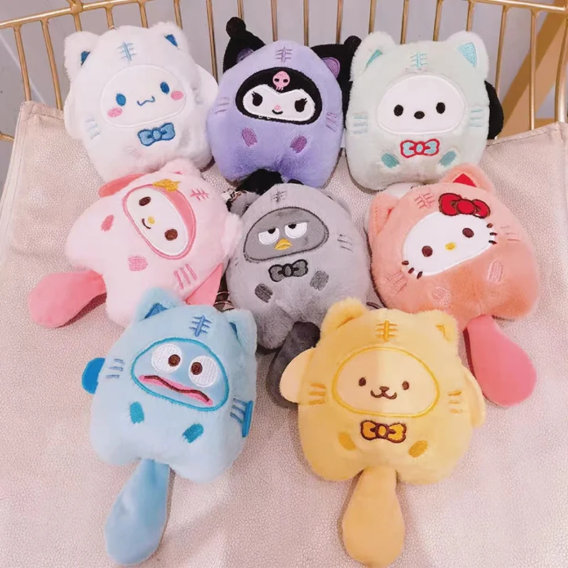 Sanrio-Llavero de muñeco de peluche con melodía, Cinnamoroll, Pochacco, bonito llavero, bolsa colgante, regalo, juguetes para niños, decoración de