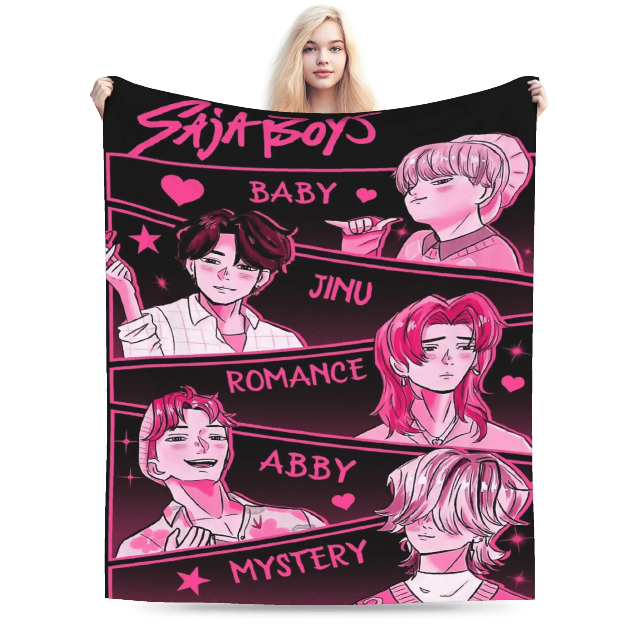 

Saja Boys Boy Group Kpop Demon Hunters Warm Soft Blankets Kids Plush Throw Blanket Couch Chair Flannel Bedspread Sofa Bed Cover
