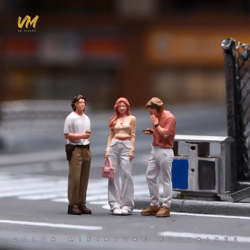 Painted Miniatures 1/64 1/43 1/24 1/18 Scale Casual Relaxing Man Female Male Scene Figure Dolls Unpainted Model For Car Vehicles