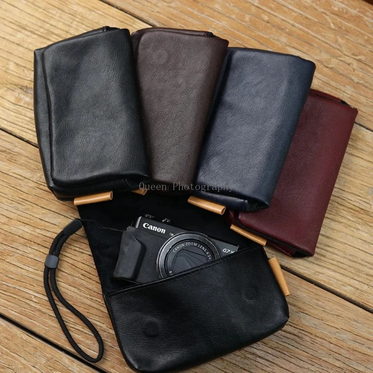 Portable Soft PU Leather Camera Bag Insert Pouch for Sony RX100 M6 M7 M5 M4 Canon G7X G7X3 G9X Mark 2/3 Ricoh GR3 Panasonic LX