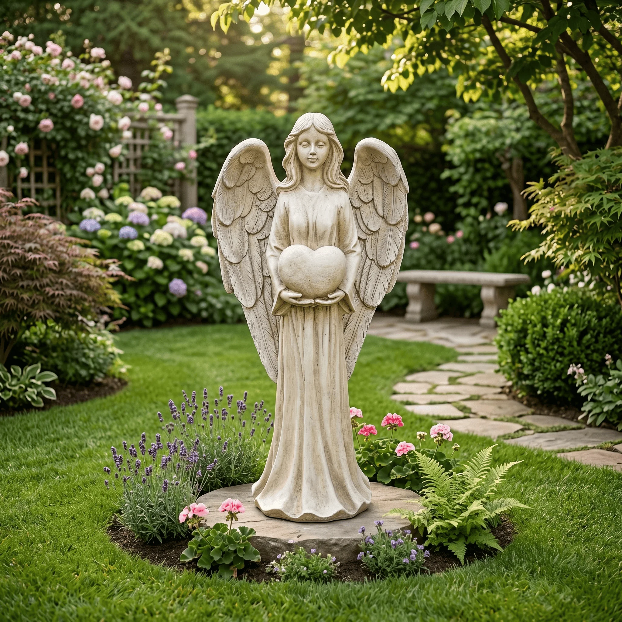 16.5-Inch Heart-Protecting Guardian Angel Resin Statue Outdoor Garden Lawn Decor Home Living Room Entrance Holiday Gift view 5