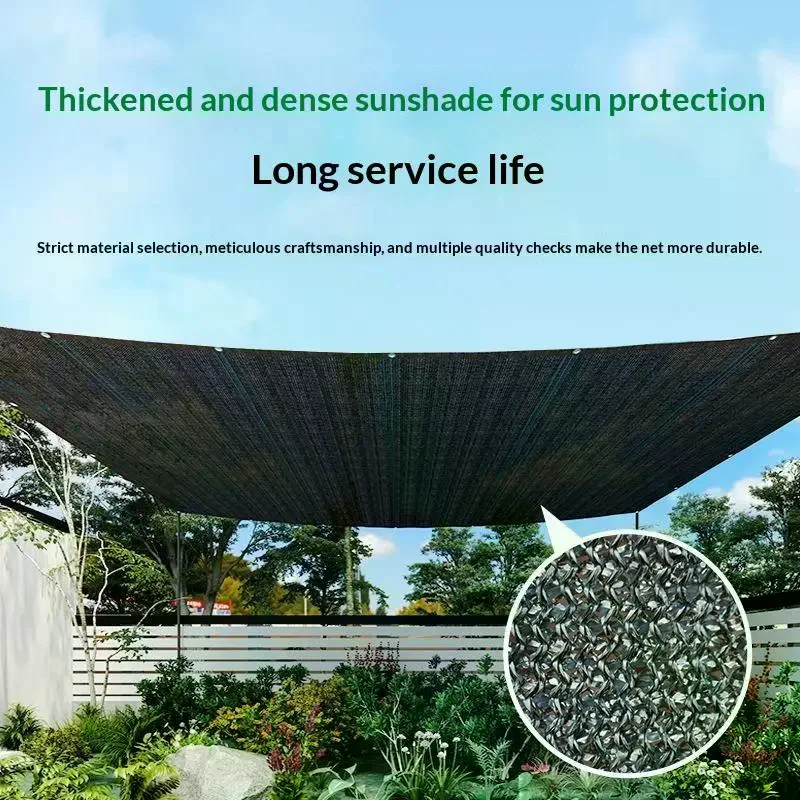 Black Sun Shade Net High Density UV Protection Breathable Tear Resistant Sunblock Cloth For Garden Patio Balcony Outdoor Use