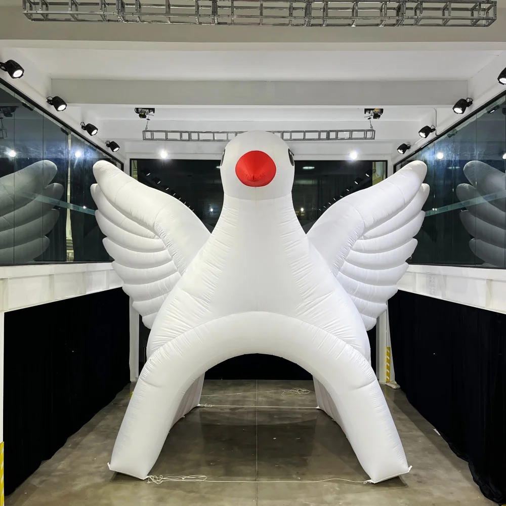 Cheap White Outdoor Inflatable Dove Tunnel Tent with Blower LED Lighting Waterproof Durable for Rental Sport Events Advertising