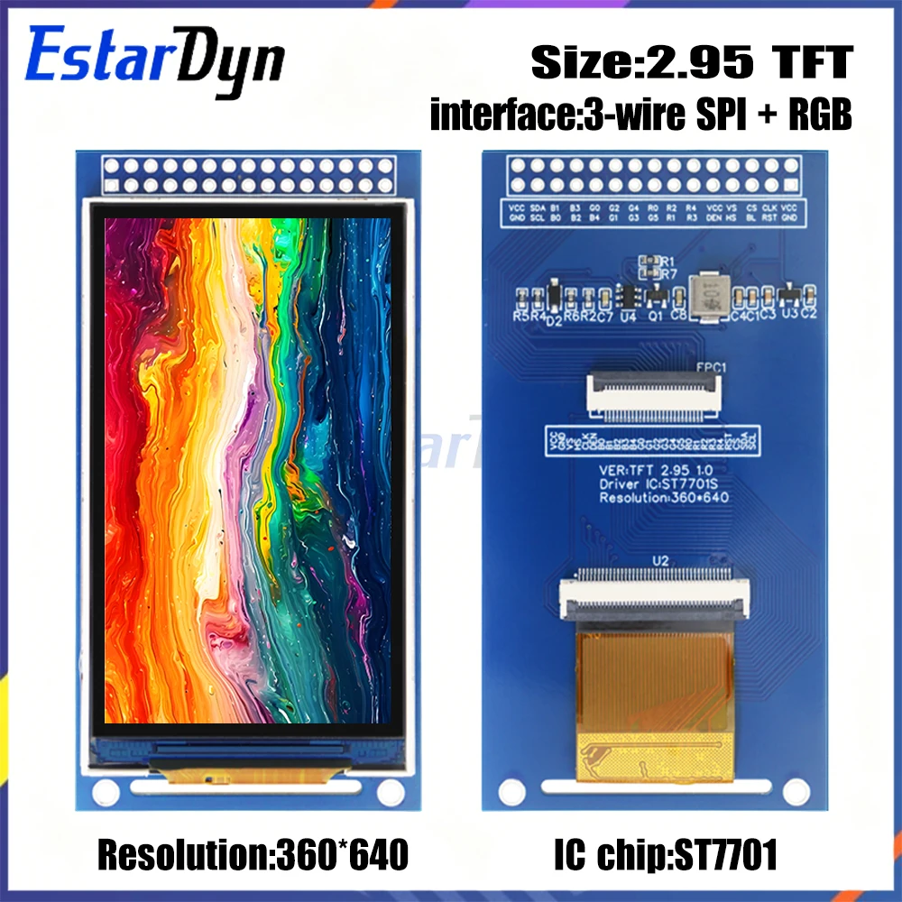 Estardyn 2.95 Inch TFT LCD ST7701, 360x640 SPI+RGB Dual Interface Color Screen for Arduino Raspberry Pi