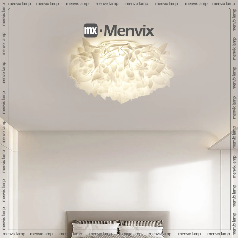 Imagem -03 - Menvix Modern White Led Lustres Luz de Teto Decoração de Pétala Suporte da Lâmpada Quarto Sala de Jantar