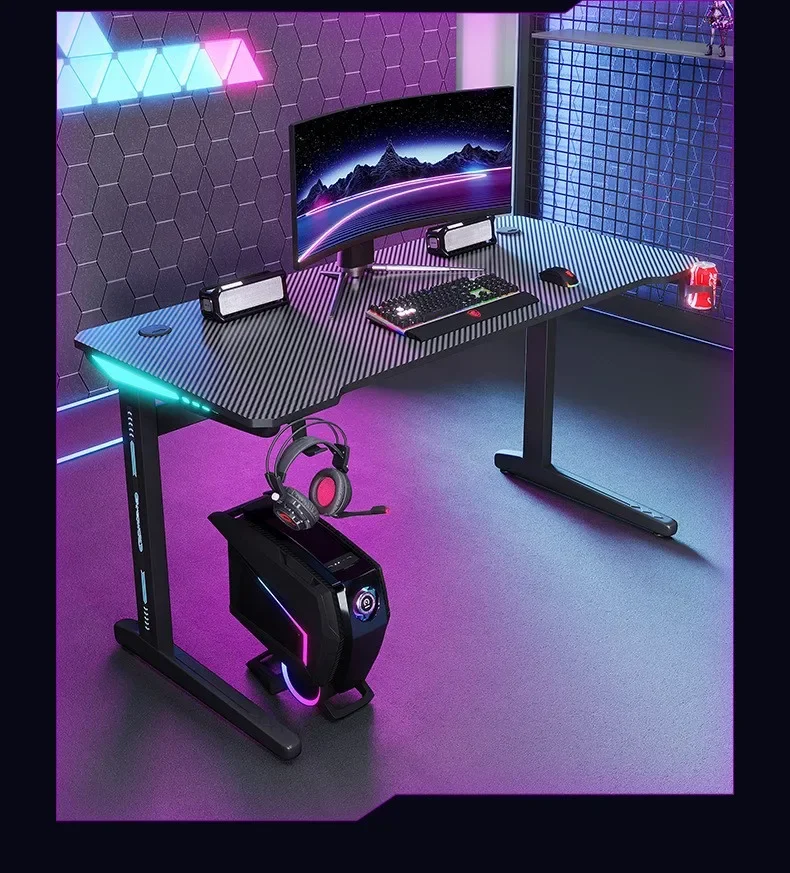 Modern Home Pc Computer Gaming Desk For Game Rgb Metal Frame L Shape Table Desktop E-sport Commercial Furniture