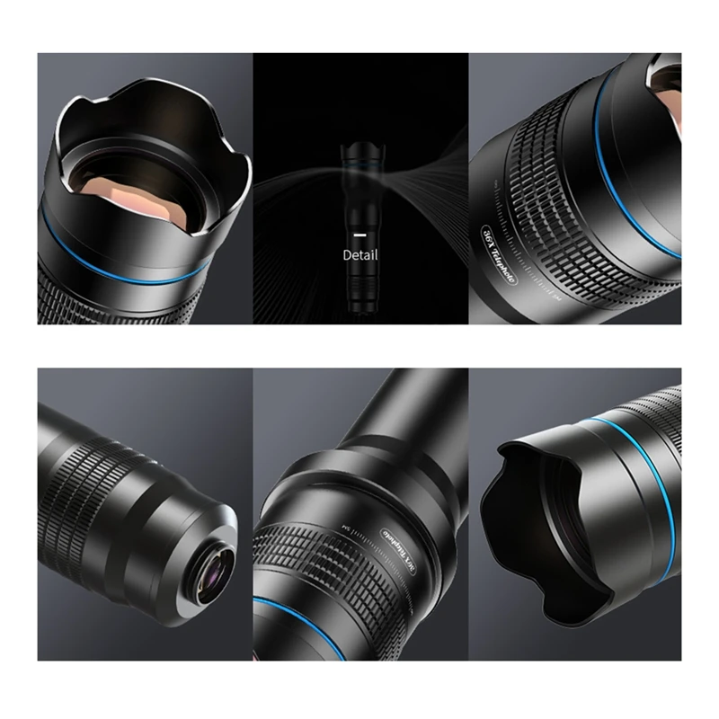 External Telephoto Phone Camera Lens, 36X Optical Magnification Mobilephone Lens with Tripod and Phone Clip-A69M