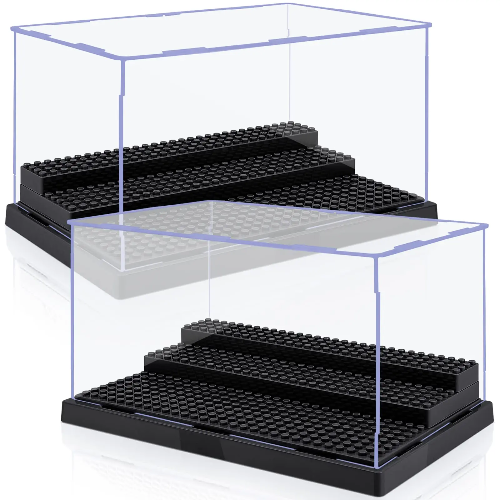 

Display Case for Minifigure Action Figures Blocks,Acrylic Minifigure Display Box Storage with 3 Movable Steps for Building Block