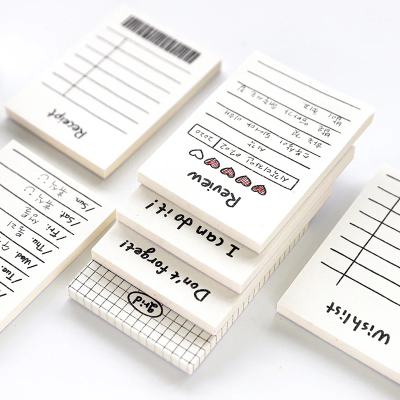 50Pcs Simple Grid Shaped Note Guestbook Word Record Book Label Stickers Student Office Study Supplies
