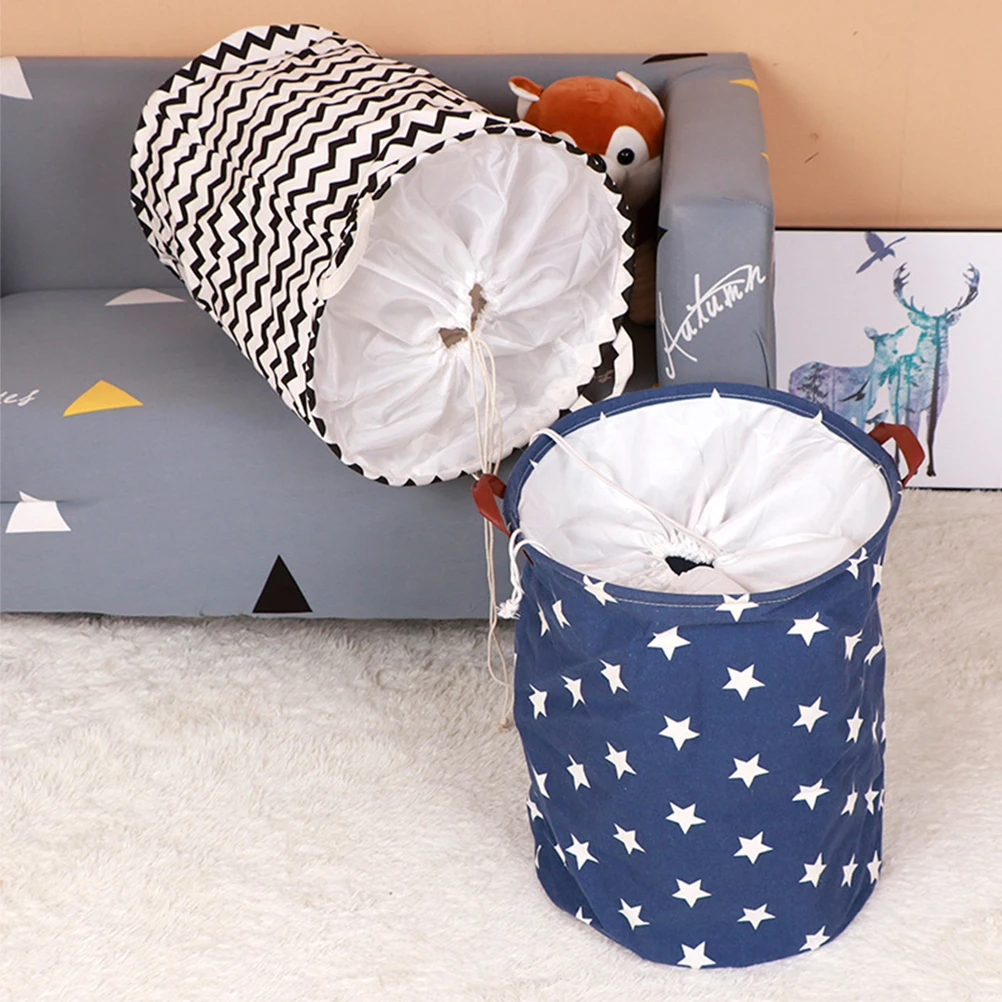 

Portable Cotton Linen Laundry Basket Storage Container Foldable Large Size Household Collapsible Hamper Dorm Baby Clothes Toy