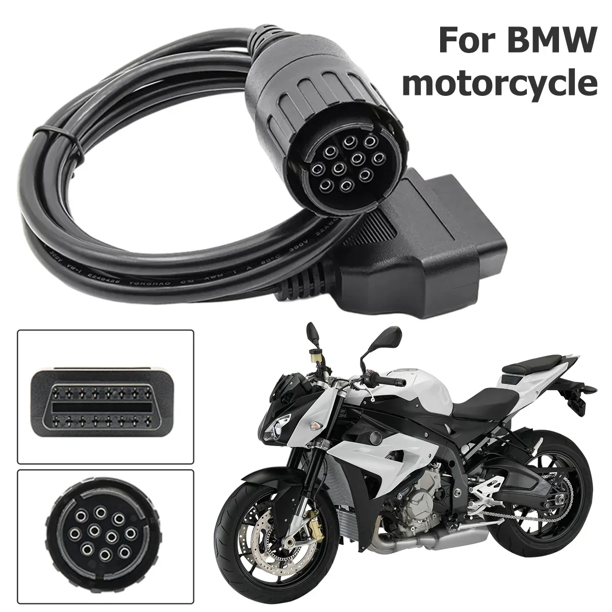 

For BMW Motorcycles 10PIN Cable Adapter for BMW ICOM-D 10Pin To 16Pin OBD2 Diagnostic Connector Motobikes OBD 2 Extension Cables